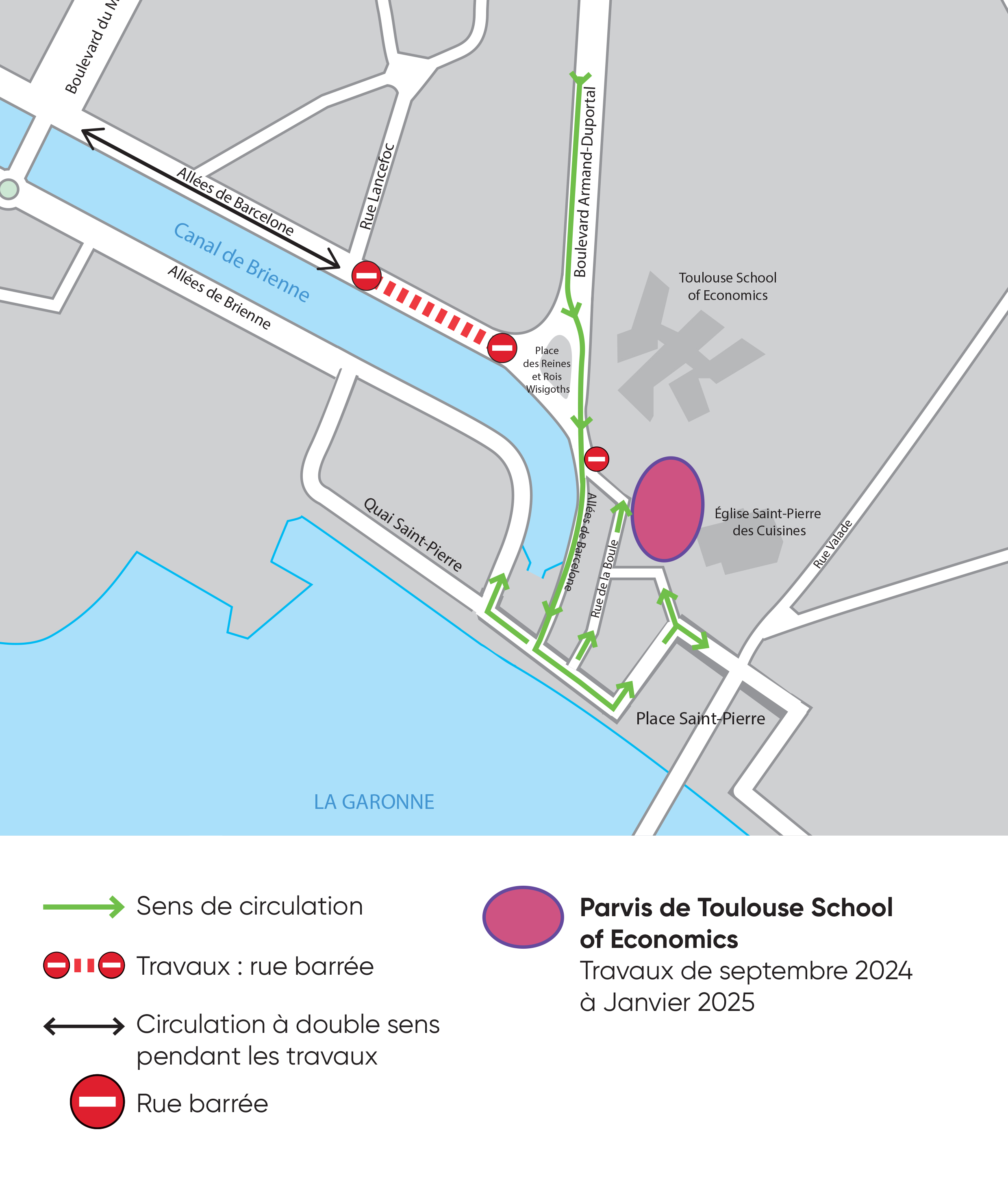 Plan de circulation durant la première phase de travaux