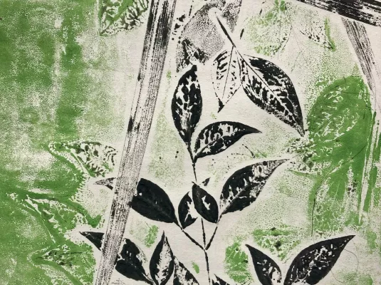 Monotypes végétaux : jardin d'impression
