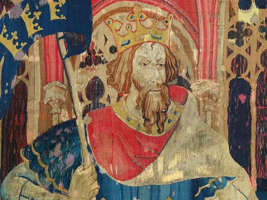 King Arthur © Le Roi Arthur, détail de la « Tapisserie des Héros chrétiens », The Cloisters, New York. Vers 1385 © The Metropolitan Museum of Art
