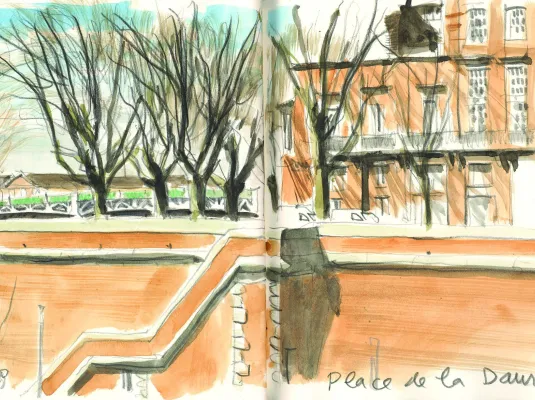 Dessiner Toulouse : Ecluse Saint-Pierre / Parvis de Brienne © Vincent Desplanche