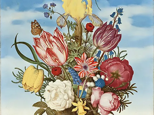 Café-curiosité : Parlez-vous le langage des fleurs ? © © Bosschaert, Bouquet de fleurs sur un rebord, musée d'art du comté de Los Angeles