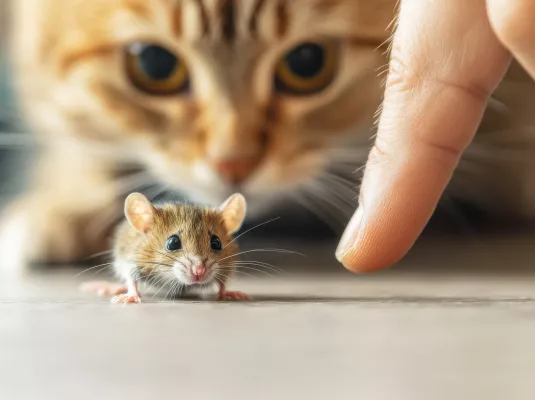 Toxoplasmose : le chat, la souris, l'humain et le parasite © Design Depot via AdobeStock. Généré à l’aide de l’IA.