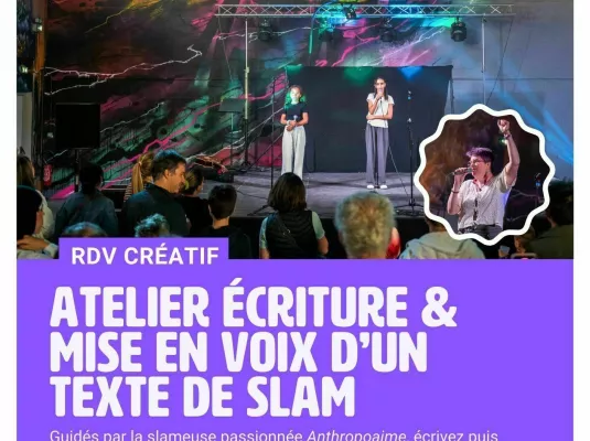 Atelier d’écriture slam et de mise en voix d'un texte slam - Jeudi 15 janvier