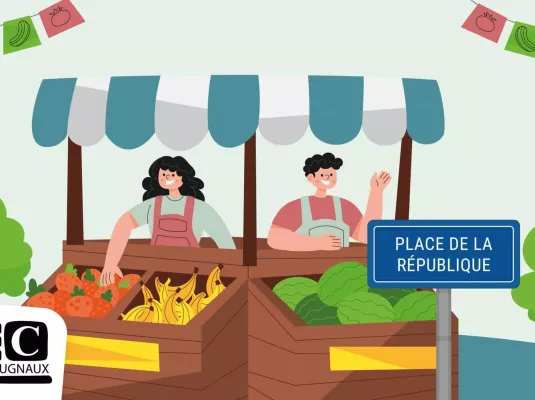 Spectacle et déambulation musicale sur le marché de plein vent