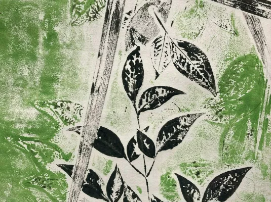 Monotypes végétaux : jardin d'impression