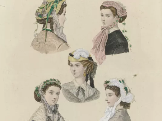 Café-curiosité : Habits et récits : que racontent nos vêtements ? © Rijksmuseum_La Mode Illustrée, 1866, No. 18 Chapeaux de Melle Talon