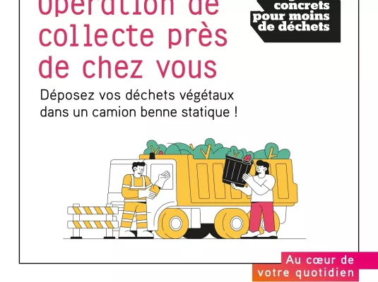Collecte des déchets végétaux par camion benne statique