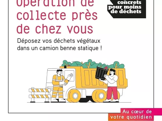 Collecte des déchets végétaux par camion benne statique